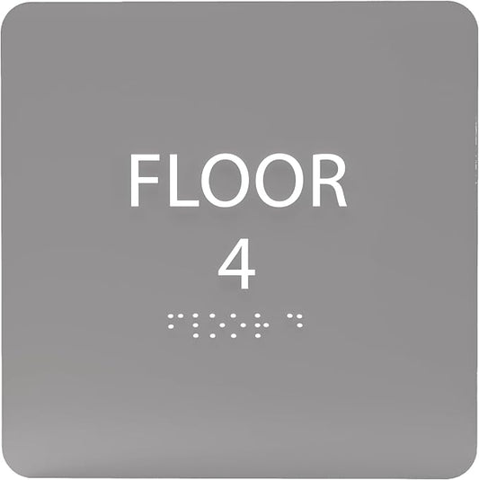 Grey w/White ADA Floor 4 Sign by ADACentralSigns