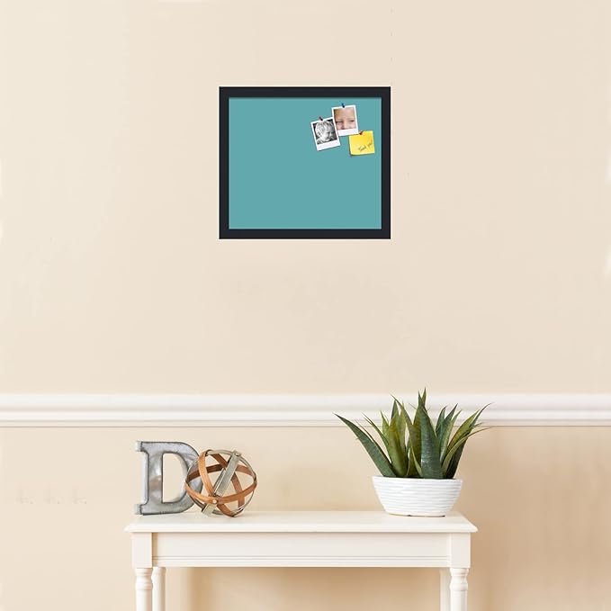 PinPix 15x13 Inch Cork Bulletin Board. This Decorative Framed Pin Board Comes with Aqua Pastel Design and a Satin Black Frame. Ideal for Home Office Decor or Message Board (PinPix-1806)-DeskLoop Office