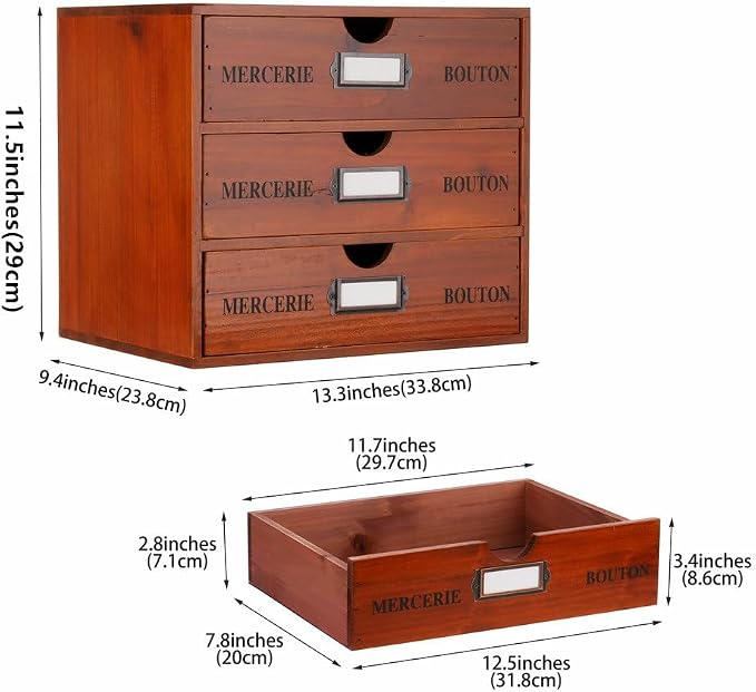 Wooden Storage Box Rustic Desktop Organizer - Image 3