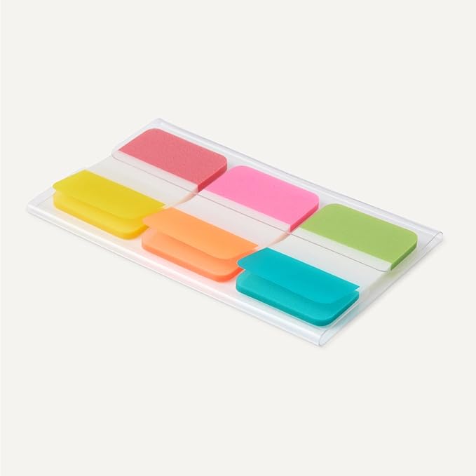 Amazon Basics Rectangular Tabs, 1 inch in Wide, 480 Pieces, Assorted Colors, 8 Dispensers/Pack-DeskLoop Office