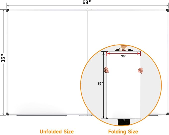 XBoard Magnetic Whiteboard 60 x 36 Inch, Foldable Dry Erase White Board - Image 2
