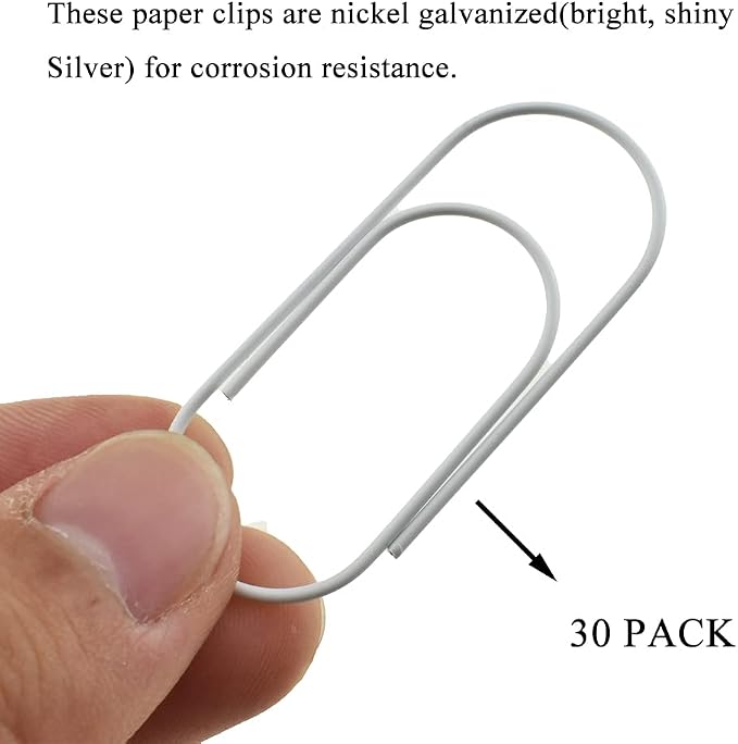 HAHIYO Paper Clips 2 inches Length White Wide Paperclips Vinyl Coated Prevent - Image 4