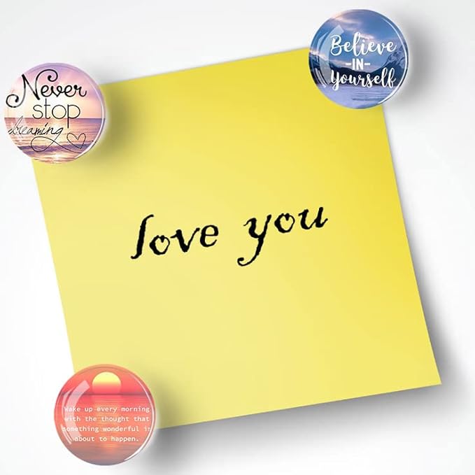 12Pcs Glass Refrigerator Magnet Fridge Sticker,Motivationa Fridge Magnets Decoration for Crafts,Strong Fridge Magnets for Kitchen, School,Office Whiteboard, Cabinet and Dishwasher-DeskLoop Office
