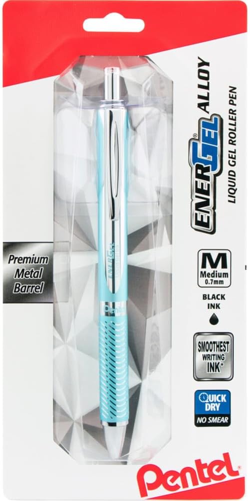 Pentel EnerGel Alloy RT Premium Liquid Gel Pen, Medium Line, Aquamarine Barrel by PentelofAmerica
