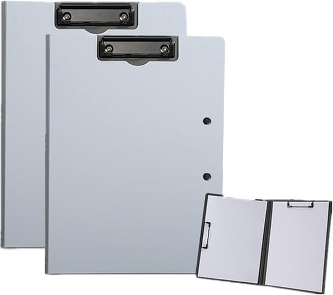 Grey Clipboard Folder, A4 Clipboard Horizontal and Vertical Metal Clips | 2 by Unknown