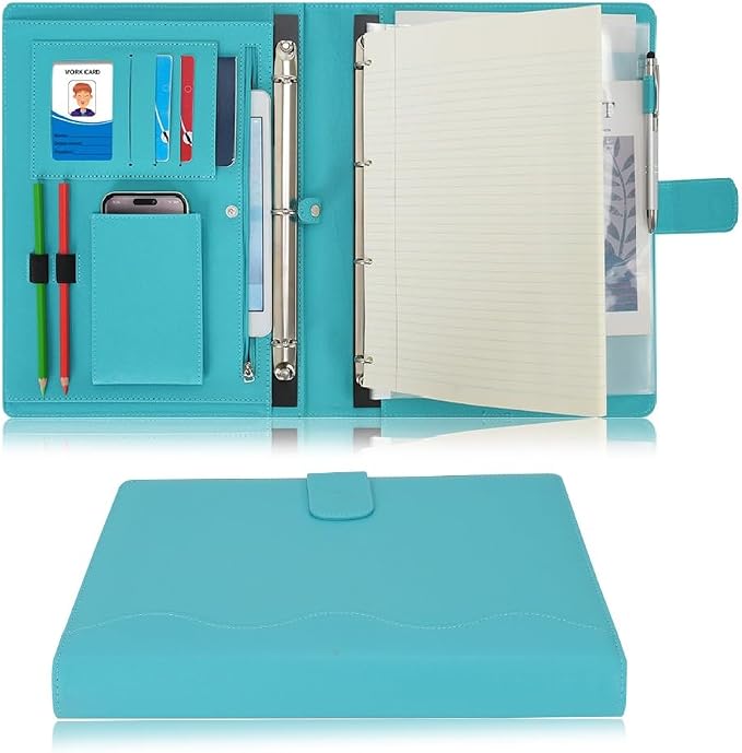 Wonderpool A4 PU Leather 3 & 4 Ring Holder Writing Portfolio Multi Document Case by Wonderpool