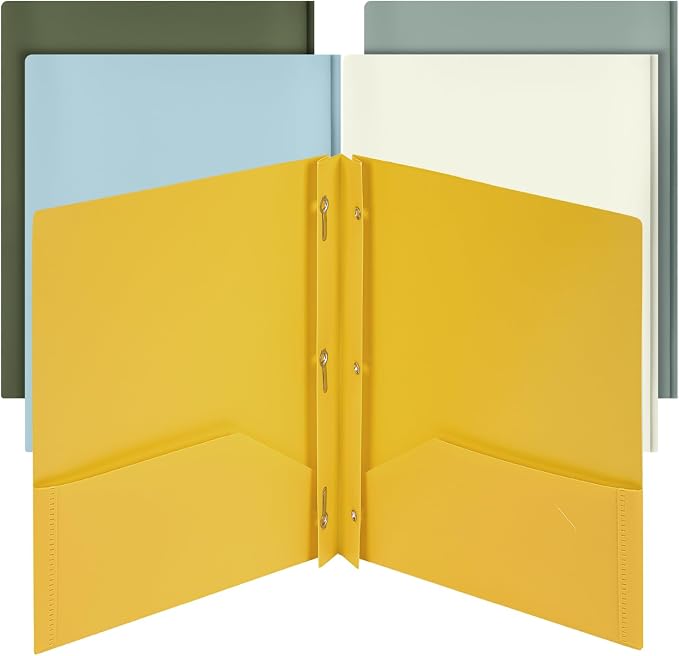 Mr. Pen- Plastic Folders with Pockets and Prongs, 5 Pack, Letter Size | by MrPen