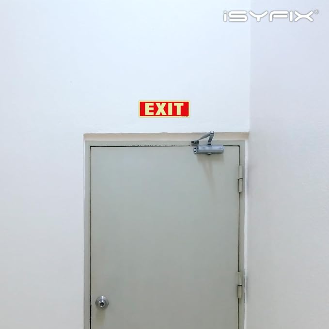 iSYFIX Exit Glow in the Dark Sign Aluminum – 6 Pack 12x4 Inch – Photoluminiscent - Image 6