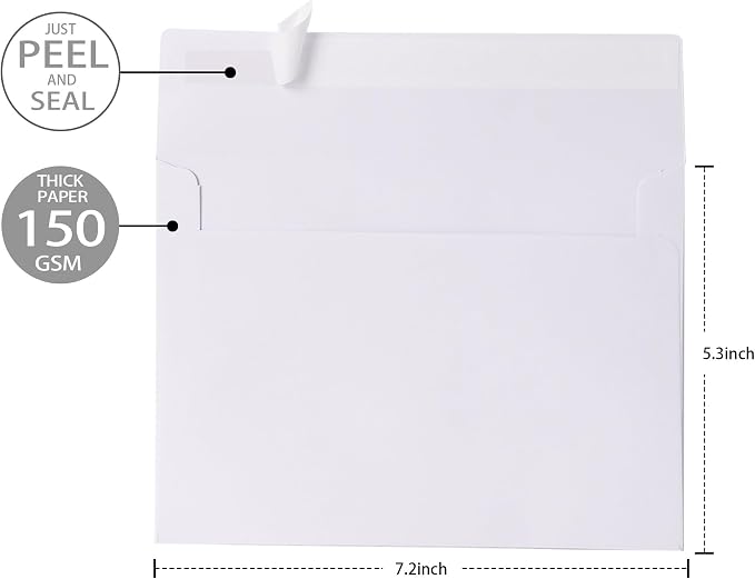 Janvale 5x7 Envelopes 50 Pack, A7 White Envelopes - Image 2