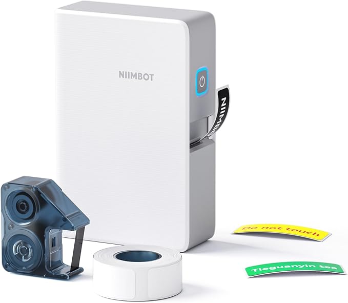 NIIMBOT N1 Label Maker with Tape, Portable Bluetooth Label Printer Support Color Printing, Mini Sticker Labeler Rechargeable for Home Office Small Business Outdoor Storage, White-DeskLoop Office