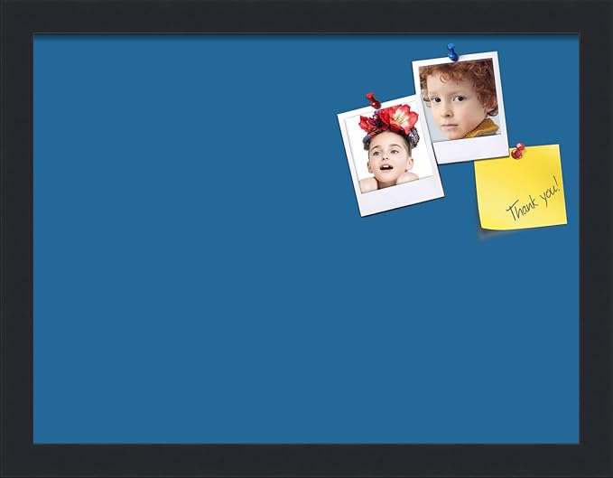 PinPix 16x12 Inch Cork Bulletin Board. This Decorative Framed Pin Board Comes with Navy Pastel Design and a Satin Black Frame. Ideal for Home Office Decor or Message Board (PinPix-1811)-DeskLoop Office