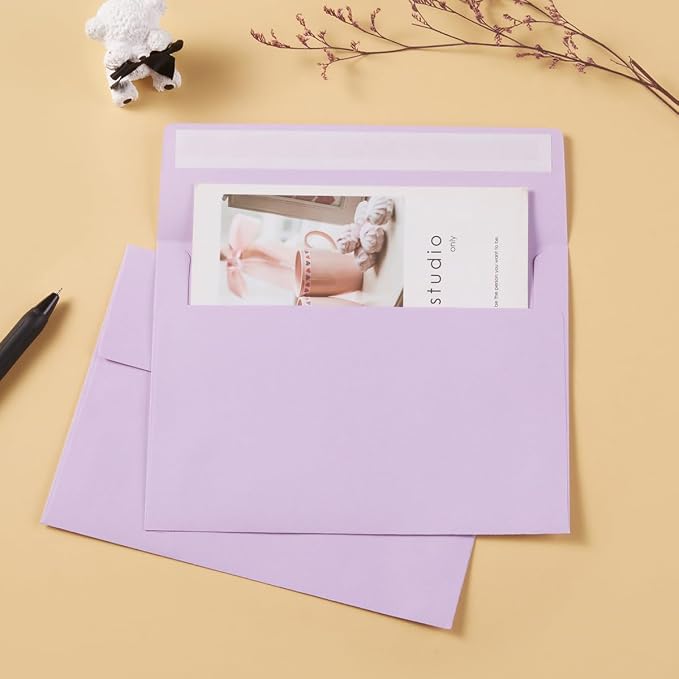 50 Pack 5 x 7 Envelopes A7 Self Seal, 5.24 x 7.21 Inches, Light Purple | - Image 5