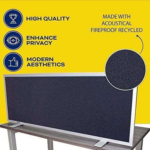 OBEX Acoustical Free Standing Privacy Screen, Cubicle Accessories Desk Privacy Panel, Desk Dividers for Office, Office Furniture Partitions Portable Sound Proof Dividers, 18" x 60", Slate-DeskLoop Office