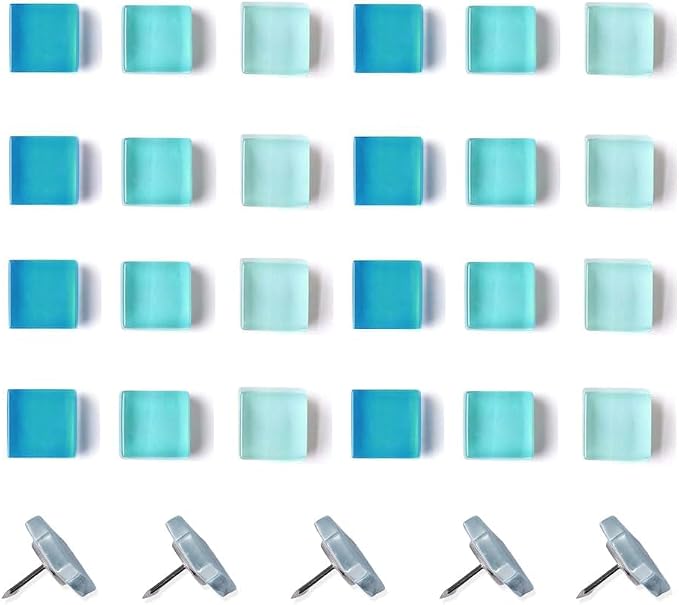 24pcs Decorative Cute Push Pins Glass Teal Thumbtacks Thumb Tacks Pushpins by Aoxsie