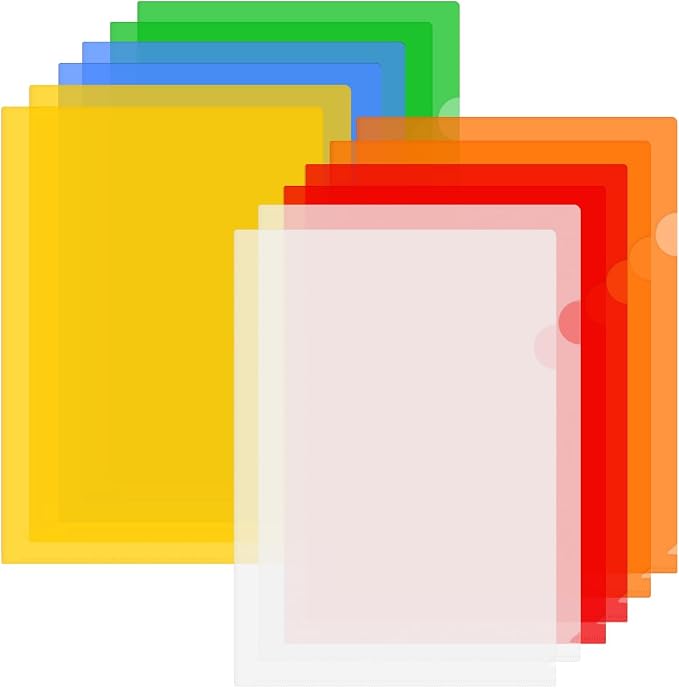 ViVin 12 Pack Plastic Clear Document Folders, L-Type Plastic 8.5x11 File Sleeves by ViVin