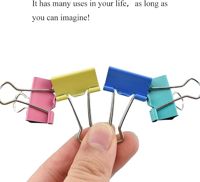 HAHIYO Binder Clips Paper Clamps Spring Steel Sturdy 0.98 inches Width 0.31 - Image 4