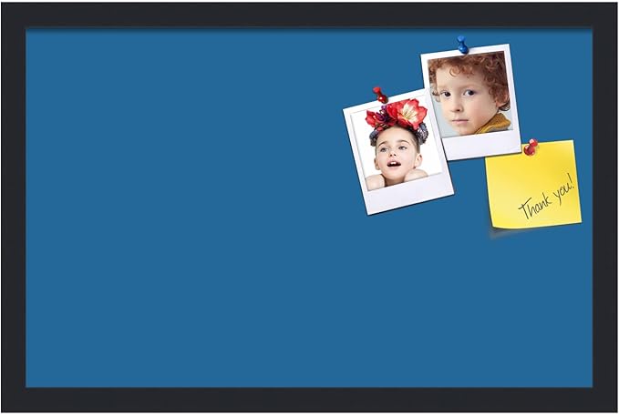 PinPix 22x14 Inch Cork Bulletin Board. This Decorative Framed Pin Board Comes with Navy Pastel Design and a Satin Black Frame. Ideal for Home Office Decor or Message Board (PinPix-1811)-DeskLoop Office