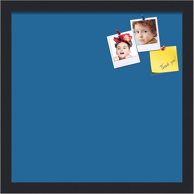 PinPix 15x15 Inch Cork Bulletin Board. This Decorative Framed Pin Board Comes with Navy Pastel Design and a Satin Black Frame. Ideal for Home Office Decor or Message Board (PinPix-1811)-DeskLoop Office
