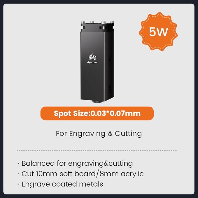 AlgoLaser 5W Laser Engraver Machine: Portable & Smart with 3.5" Touch Screen, Hand Drawing/Wireless/SD Card/Offline Engraving, AlgoOS 2.0 Self Developed System for Wood, Acrylic, Leather-DeskLoop Office
