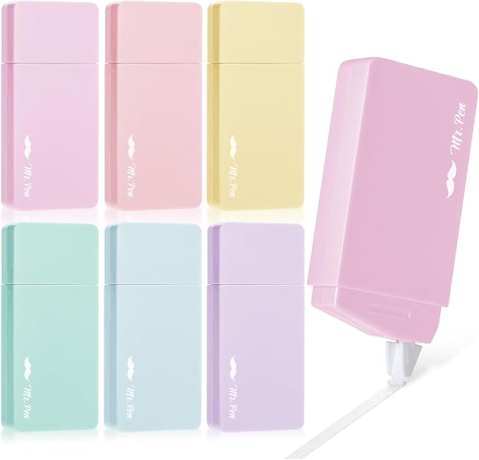 Mr. Pen- Aesthetic Correction Tape, 0.2" x 236", Pastel Colors | Cute by MrPen