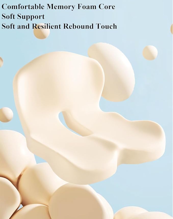 Orthopedic Cushion, Ergonomic Memory Foam L-Shaped Integrated Seat Cushions - Image 5