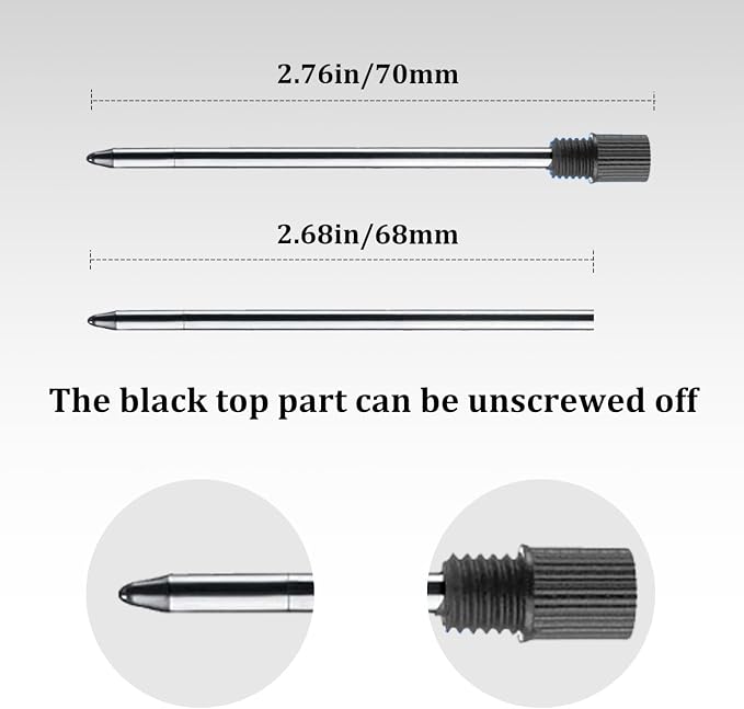 Black Ink Refills, Replaceable Pen Refills, 2.75 inch Ballpoint Pens Refills - Image 2
