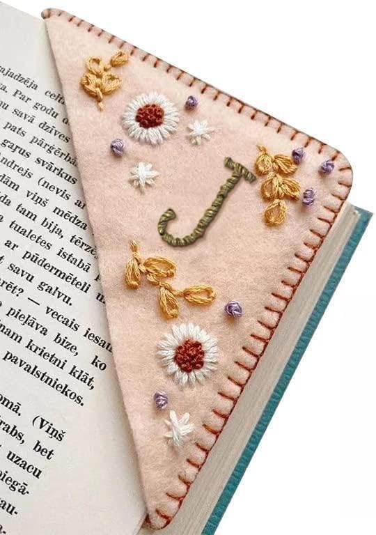MOTEERLLU Personalized Hand Embroidered Corner Bookmark by MOTEERLLU