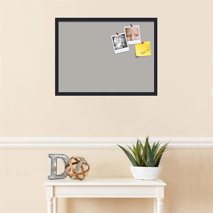 PinPix 27x20 Inch Cork Bulletin Board. This Decorative Framed Pin Board Comes with Dark Stone Design and a Satin Black Frame. Ideal for Home Office Decor or Message Board (PinPix-1808)-DeskLoop Office
