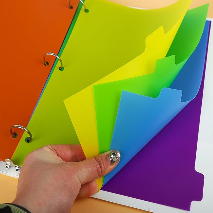 Binder Dividers for 3 Ring Binder, 8 Tab Set, Durable Plastic Tabs - Image 6