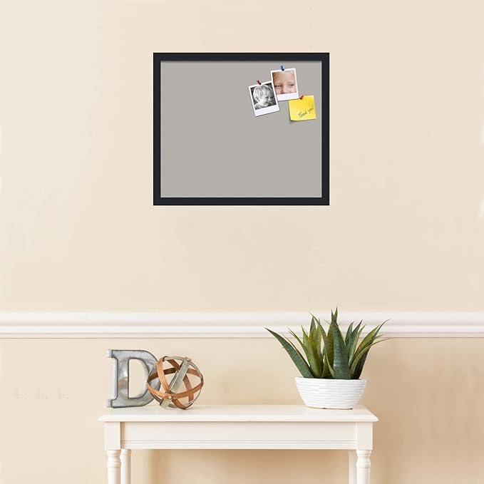 PinPix 20x17 Inch Cork Bulletin Board. This Decorative Framed Pin Board Comes with Dark Stone Design and a Satin Black Frame. Ideal for Home Office Decor or Message Board (PinPix-1808)-DeskLoop Office