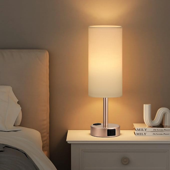 Antique White Bedside Table Lamp - Image 6