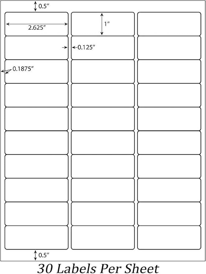 1" x2-5/8 Shipping Address Labels, Blank Mailing Labels, 30-UP White Self-Adhesive Name Tag Stickers for Inkjet and Laser Printer [100 Sheet 3000 Labels]-DeskLoop Office