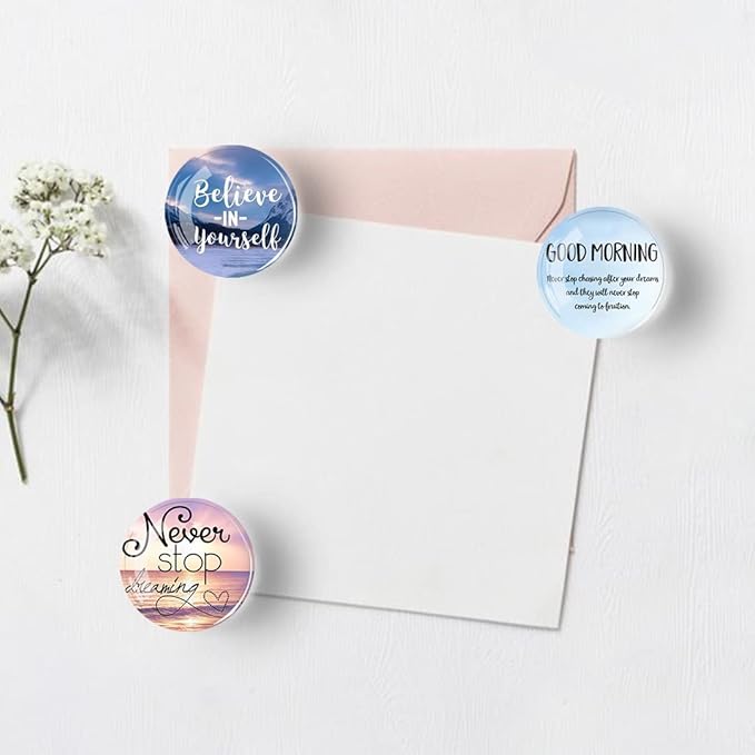 12Pcs Glass Refrigerator Magnet Fridge Sticker,Motivationa Fridge Magnets Decoration for Crafts,Strong Fridge Magnets for Kitchen, School,Office Whiteboard, Cabinet and Dishwasher-DeskLoop Office