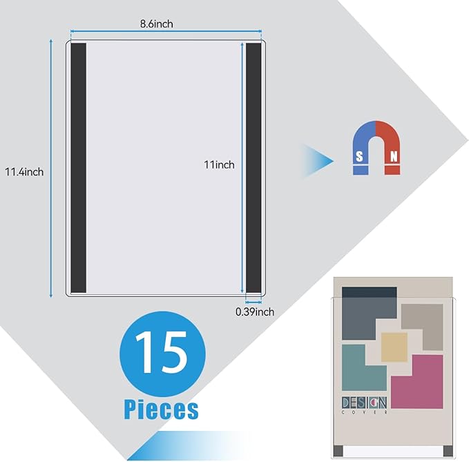 15 Pcs 8 1/2'' x 11'' Rigid Magnetic Sign Holder Magnetic Frames Clear Plastic - Image 2