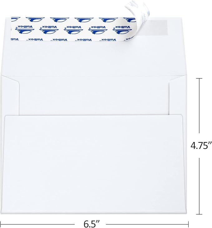 ValBox 100 Qty A6 Envelopes Self Seal 6.5 x 4.75" White Kraft Paper Invitation - Image 2