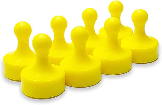 GLASSBOARD STUDIO Powerful Neodymium Magnets, Pawn-Shaped - Strong Fridge/Refrigerator and Whiteboard Magnet, Ideal for Office, Kitchen, Crafts - Rare Earth, Heavy Duty (8, Yellow)-DeskLoop Office