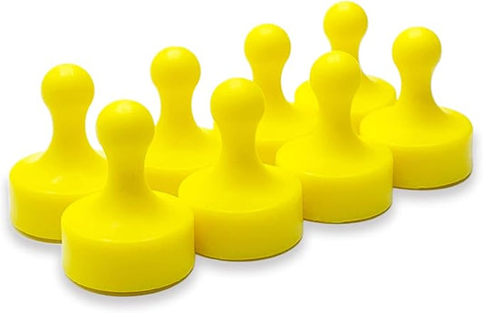 GLASSBOARD STUDIO Powerful Neodymium Magnets, Pawn-Shaped - Strong Fridge/Refrigerator and Whiteboard Magnet, Ideal for Office, Kitchen, Crafts - Rare Earth, Heavy Duty (8, Yellow)-DeskLoop Office