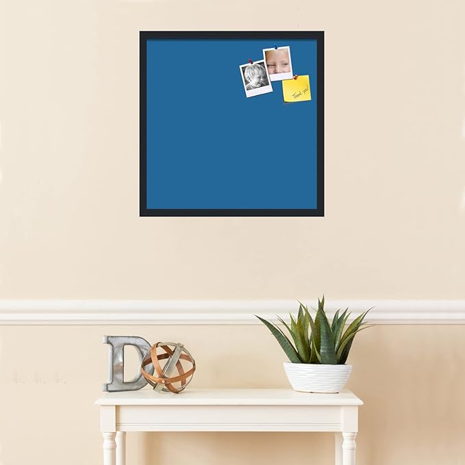 PinPix 22x22 Inch Cork Bulletin Board. This Decorative Framed Pin Board Comes with Navy Pastel Design and a Satin Black Frame. Ideal for Home Office Decor or Message Board (PinPix-1811)-DeskLoop Office