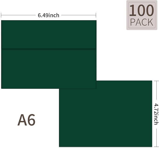 100 Packs Green 4x6 Envelopes for Invitation Card, A6 Small Envelopes Self Seal - Image 2