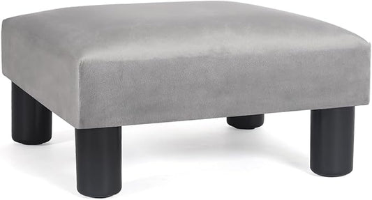 Joveco 15'' Small Foot Rest Stool Ottoman- Upholstered Footstool and Ottomans Small Footrest for High Beds- Lightweight and Portable, Light Gray-DeskLoop Office