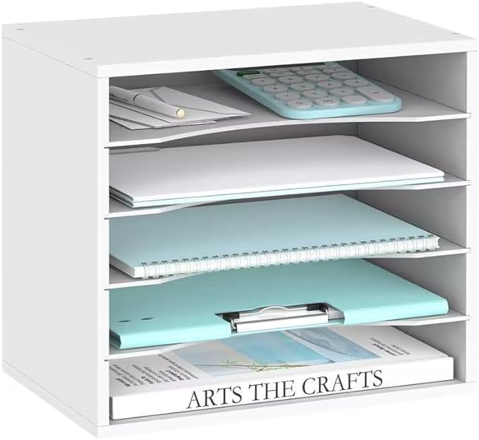 SUPEASY Wood Desk Organizer, 5 Tier Paper File Organizer by SUPEASY
