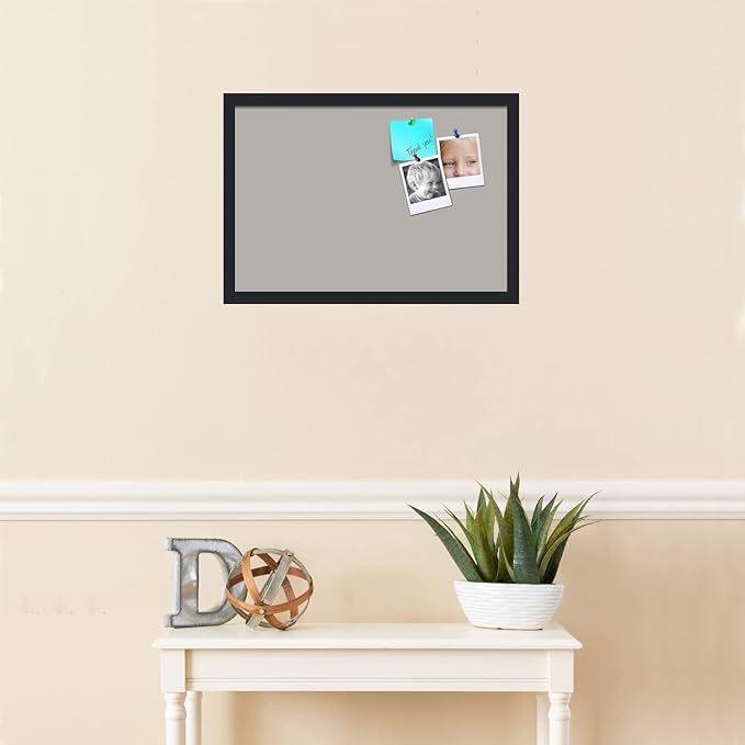 PinPix 22x15 Inch Cork Bulletin Board. This Decorative Framed Pin Board Comes with Dark Stone Design and a Satin Black Frame. Ideal for Home Office Decor or Message Board (PinPix-1808)-DeskLoop Office