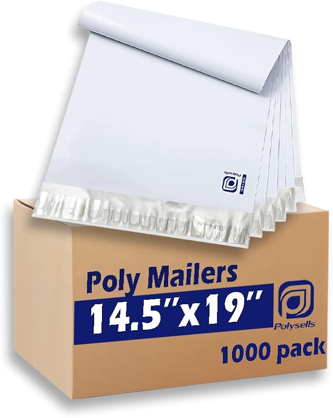 POLYSELLS 1000 pcs 14.5x19 Inches White x Silver Poly Mailers Shipping Envelopes by POLYSELLS