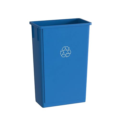 23 Gallon Blue Recycle Slim Jim Trash Can-DeskLoop Office
