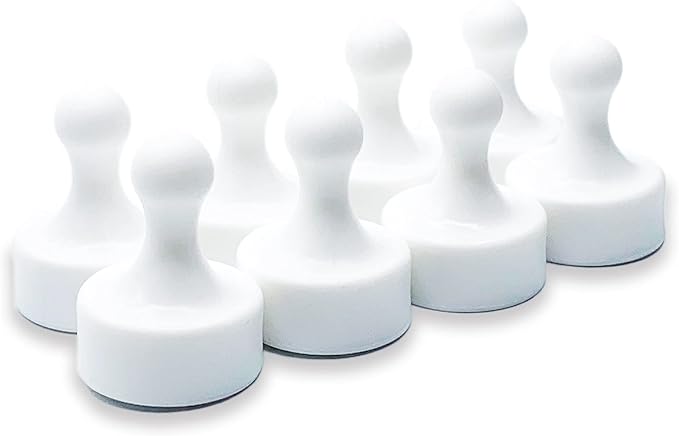 GLASSBOARD STUDIO Powerful Neodymium Magnets, Pawn-Shaped - Strong Fridge/Refrigerator and Whiteboard Magnet, Ideal for Office, Kitchen, Crafts - Rare Earth, Heavy Duty (8, White)-DeskLoop Office