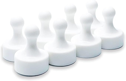 GLASSBOARD STUDIO Powerful Neodymium Magnets, Pawn-Shaped - Strong Fridge/Refrigerator and Whiteboard Magnet, Ideal for Office, Kitchen, Crafts - Rare Earth, Heavy Duty (8, White)-DeskLoop Office