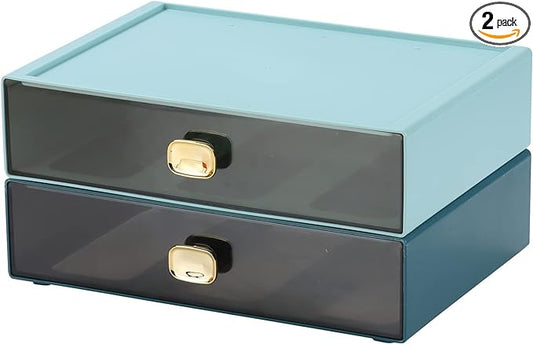 OSteed Spacious Desktop Storage Box, 2 Large Storage Drawers, Stackable Office by OSteedWares