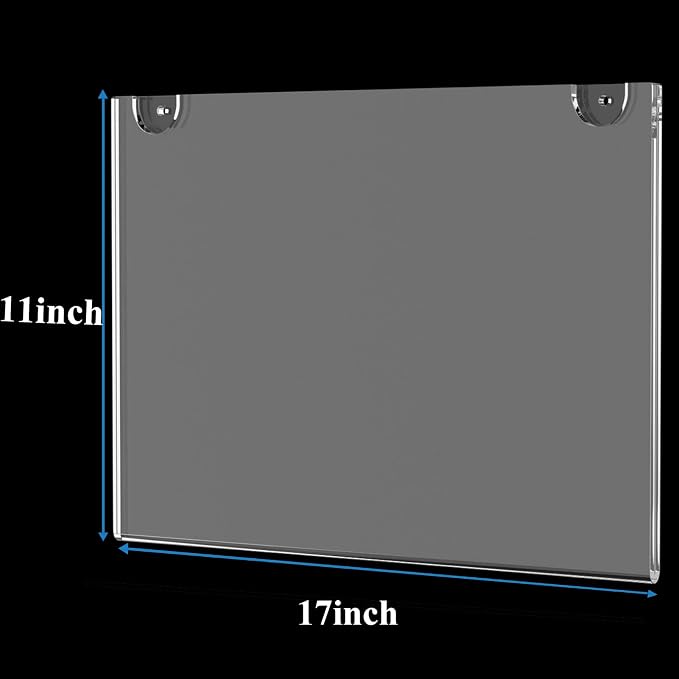 PecMuikee Acrylic Sign Holder 17 x 11 Inch, Wall Mount Sign Holders Clear - Image 2