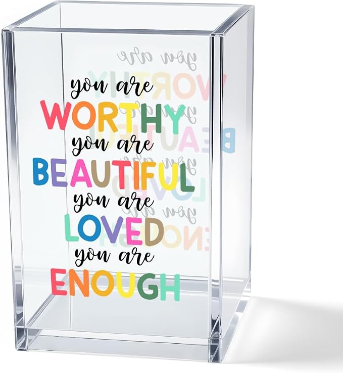 Vgrti You are Worthy Beautiful Acrylic Makeup Brush Organizer Holder, Boho by Unknown
