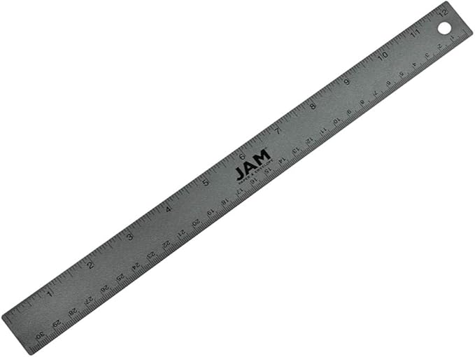 JAM PAPER Strong Aluminum Ruler - 12 Inch - Metal Ruler with Non-Skid Cork Backing - Grey Metallic - Sold Individually-DeskLoop Office
